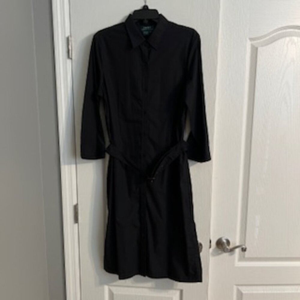 Lauren Ralph Lauren Women's Cotton Button Down Shirt Dress With Belt Large